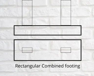 Elevation and plan sketch of a rectangular combined footing carrying two columns