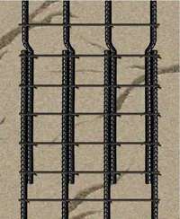 Drawing of column reinforcement with vertical bars cranked and lapped at the splice, the conventional method