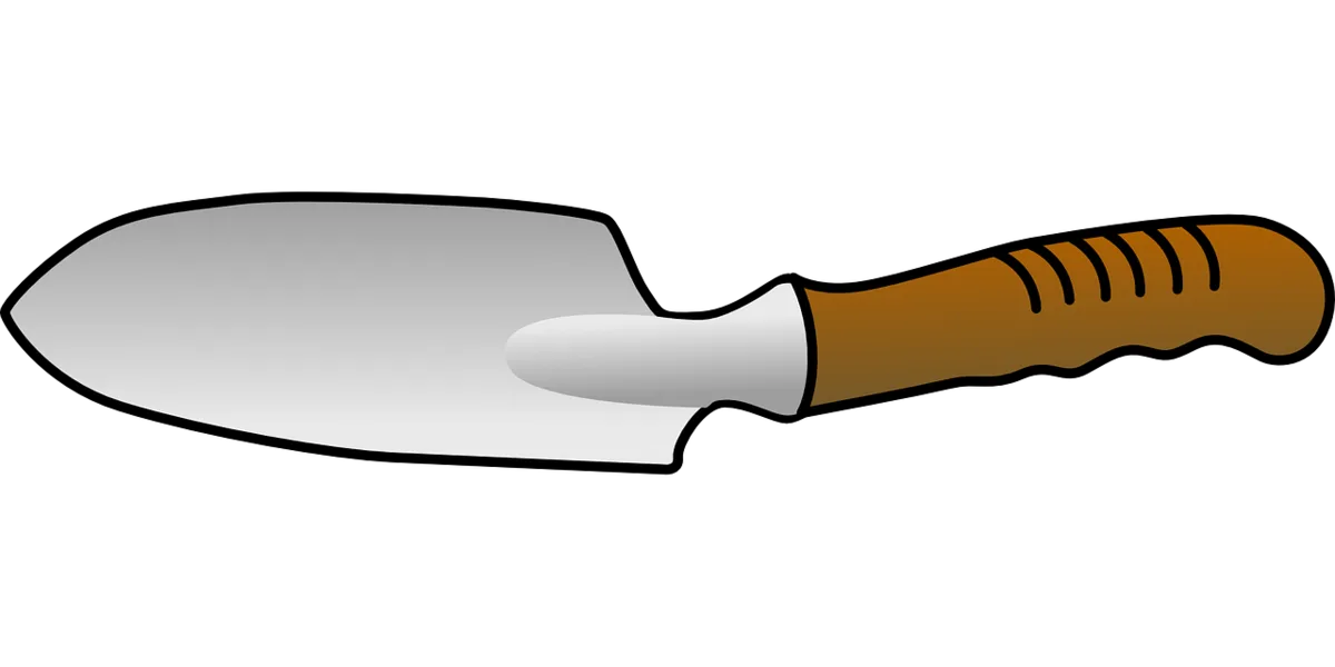 Clip-art hand trowel with a wooden handle