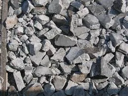 Pile of grey angular crushed rock aggregate